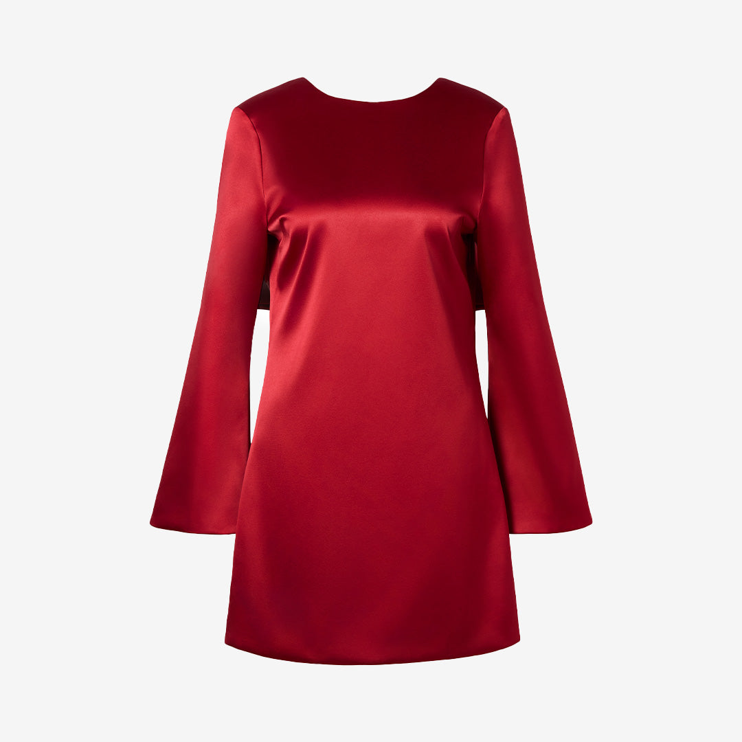 Elna Bow Detailed Mini Dress i rött med rosettdetalj i ryggen