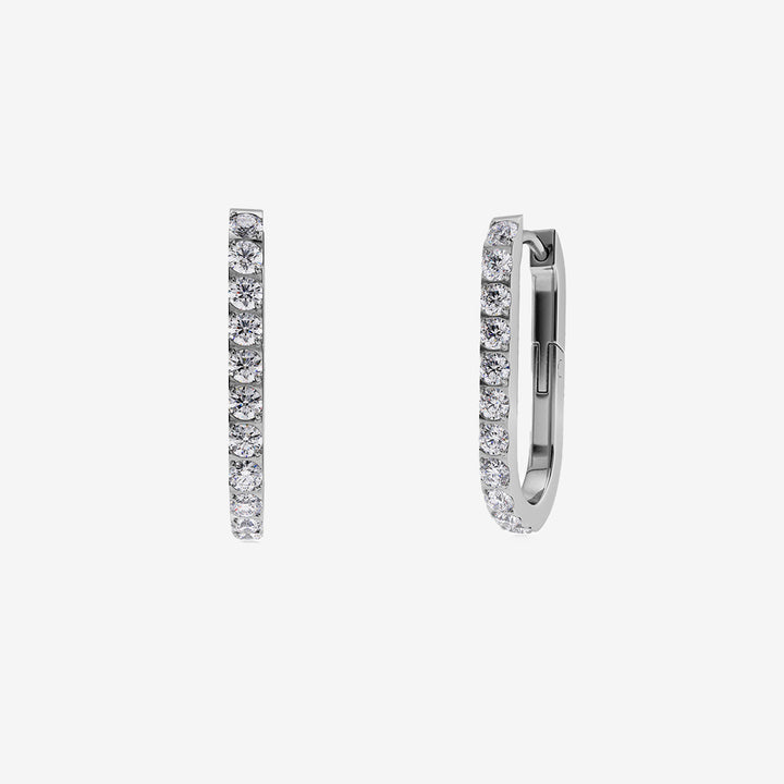 Inez stora hoops i blankt rostfritt stål med glittrande stenar