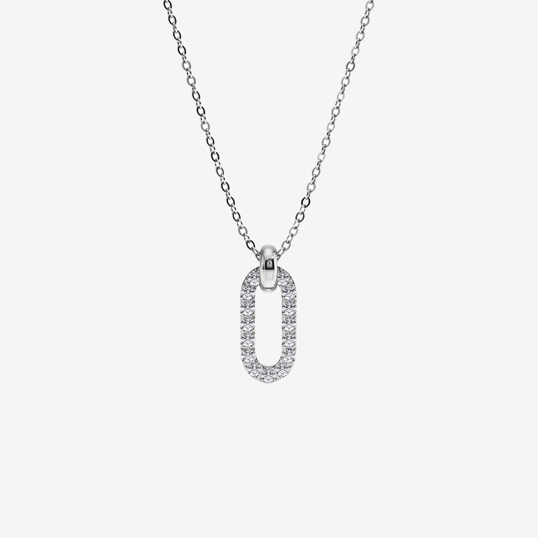 Inez halsband i blankt rostfritt stål med fasettslipad ankarkedja och glittrande stenar