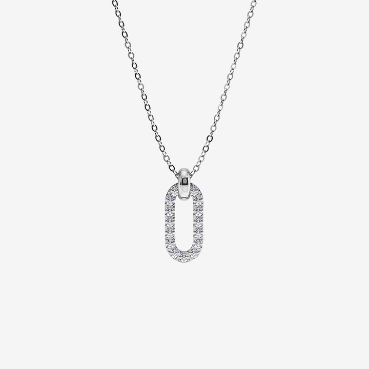 Inez halsband i blankt rostfritt stål med fasettslipad ankarkedja och glittrande stenar