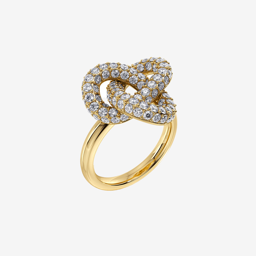 Infinity knot sparkle ring guldpläterad ring med stenar
