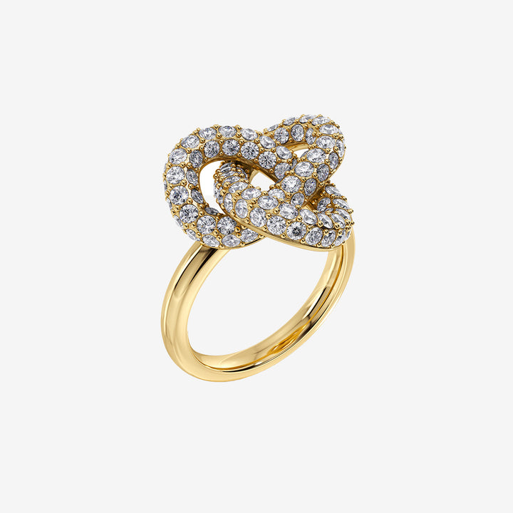 Infinity knot sparkle ring guldpläterad ring med stenar