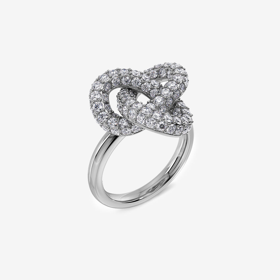 Infinity knot sparkle ring steel rostfritt stål med glittrande stenar