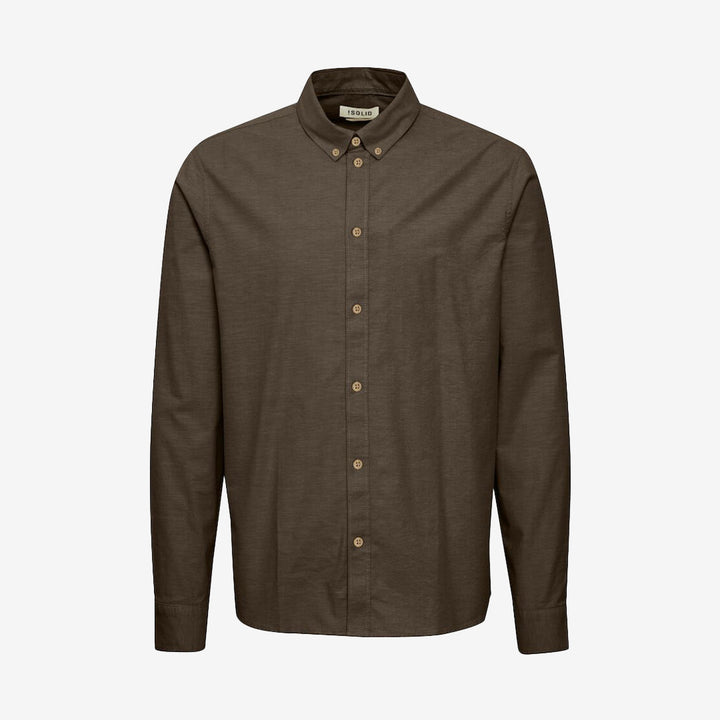 SDPete SH skjorta i färgen Slate Black Melange, långärmad svart melerad herrskjorta i bomull och polyester