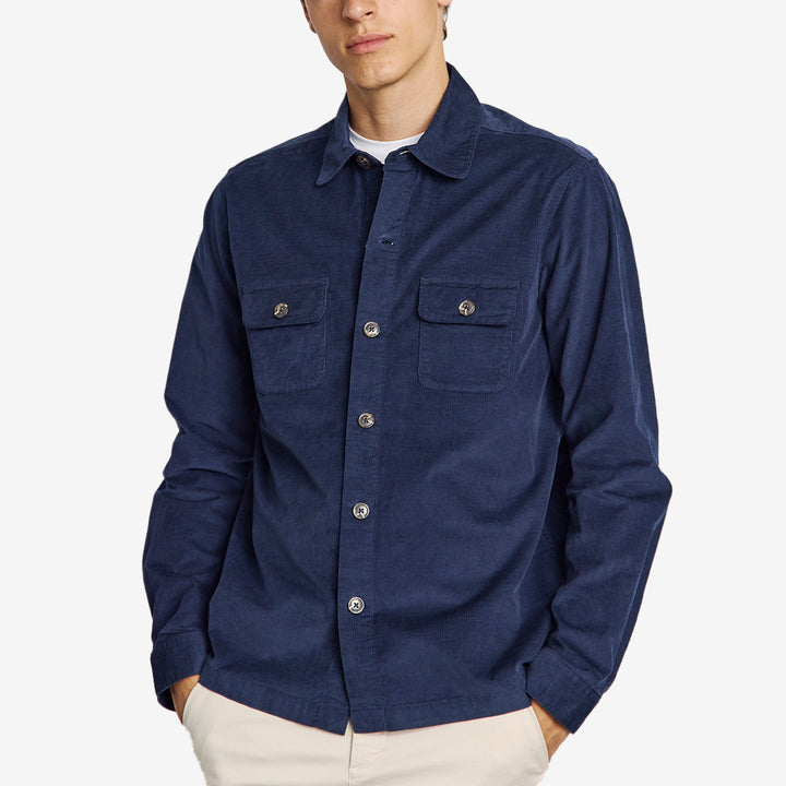 Marinblå overshirt BS Onier i bomull och elastan med klassisk skjortdesign