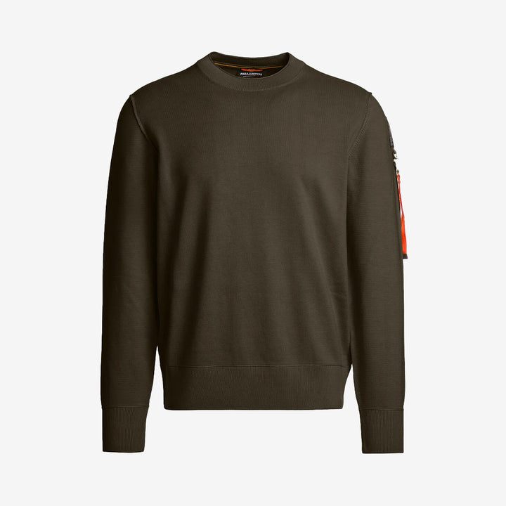 Parajumpers Basic Braw tröja i färgen Deep moss, rundhalsad modell i bomull och bambu