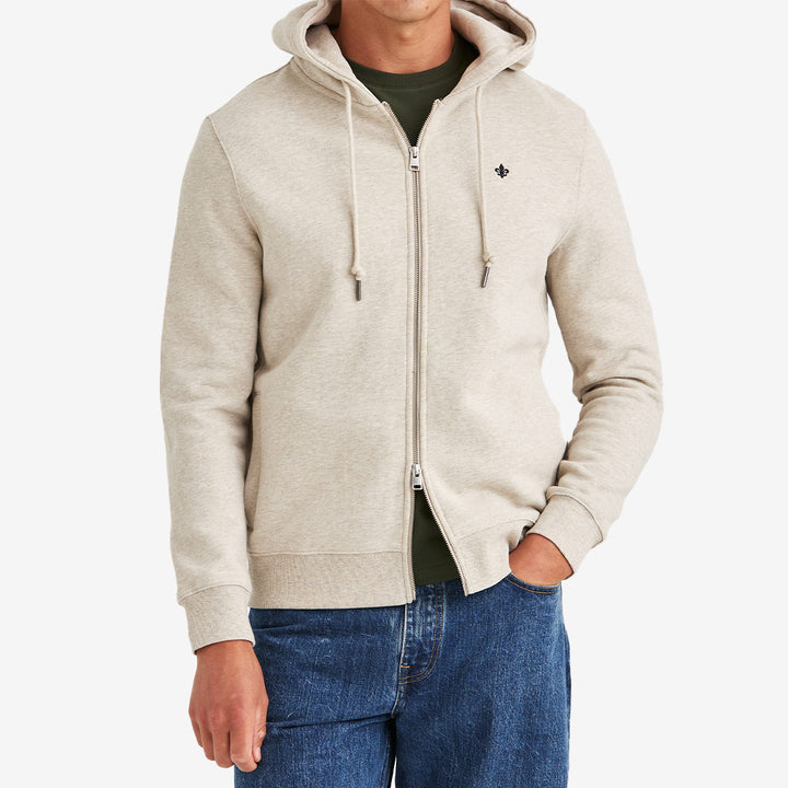 Morris Brandon Lily Zip Hood – blå zip-hoodie i bomull med huva och kängurufickor