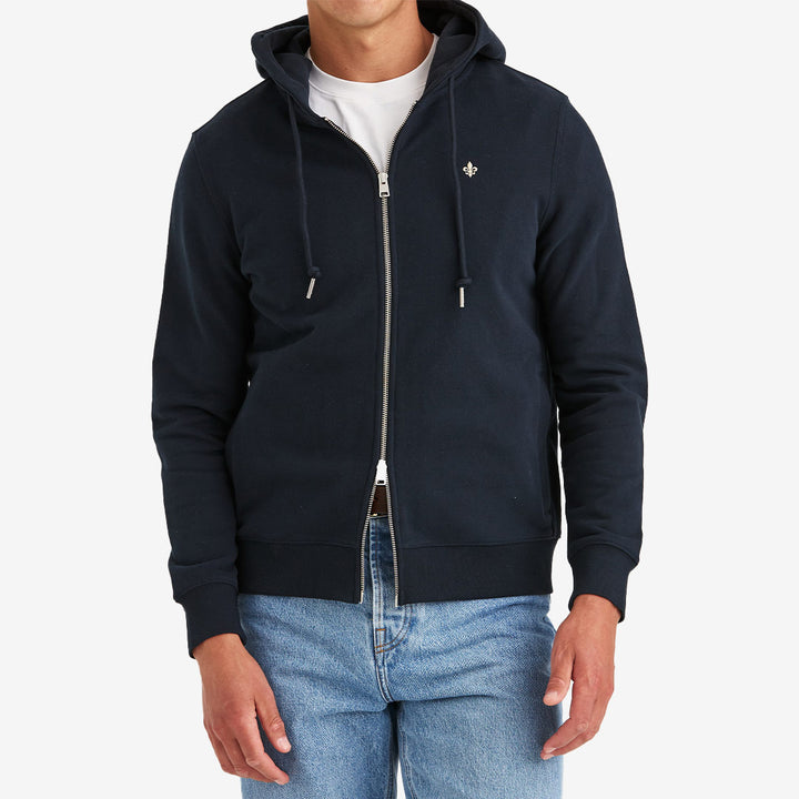 Morris Brandon Lily Zip Hood – blå zip-hoodie i bomull med huva och kängurufickor