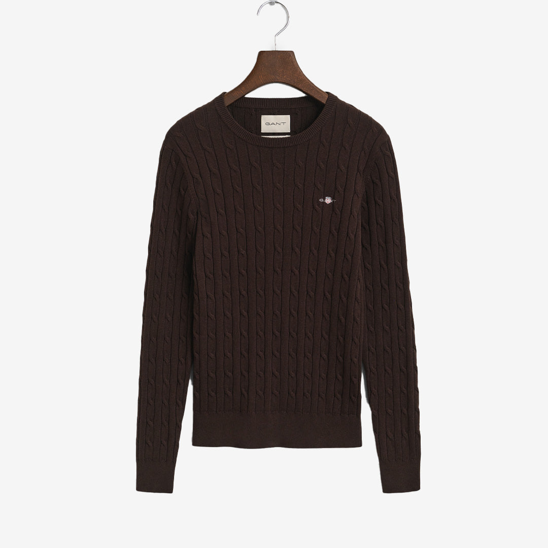 STRETCH COTTON CABLE C-NECK