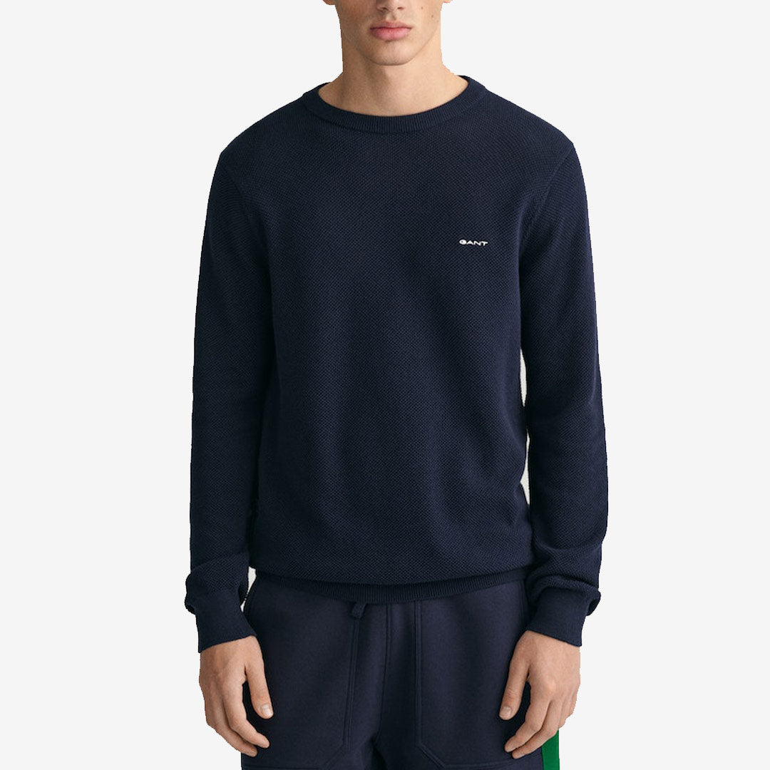 Gant Cotton Piqué Zip Cardigan Navy | Cilento Designer Wear Gant Cotton Piqué Zip Cardigan Navy | Cilento Designer Wear