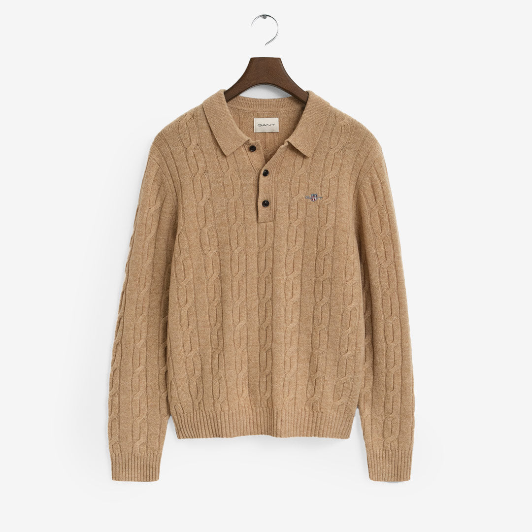 LAMBSWOOL CABLE POLO