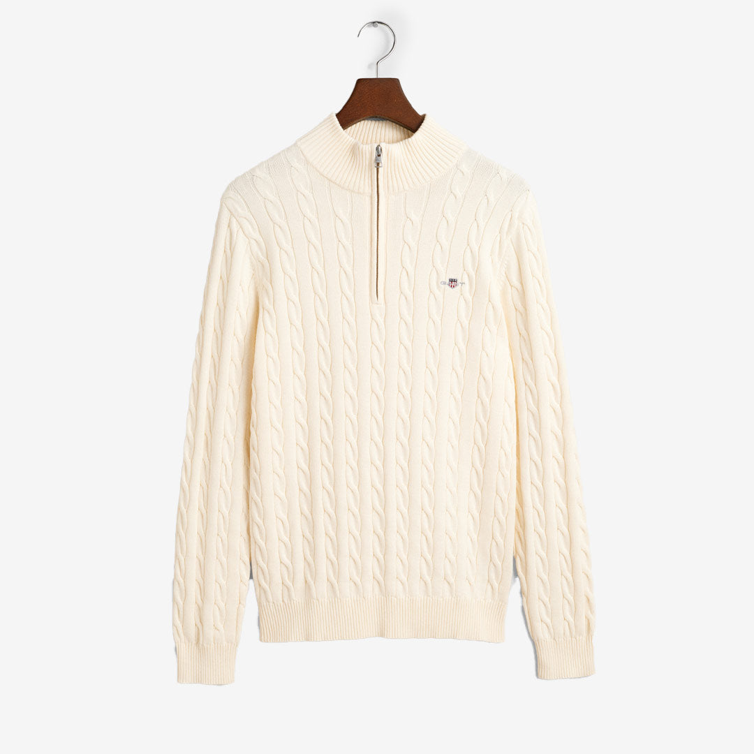 COTTON CABLE HALF ZIP