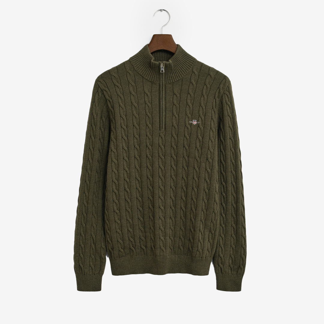 COTTON CABLE HALF ZIP