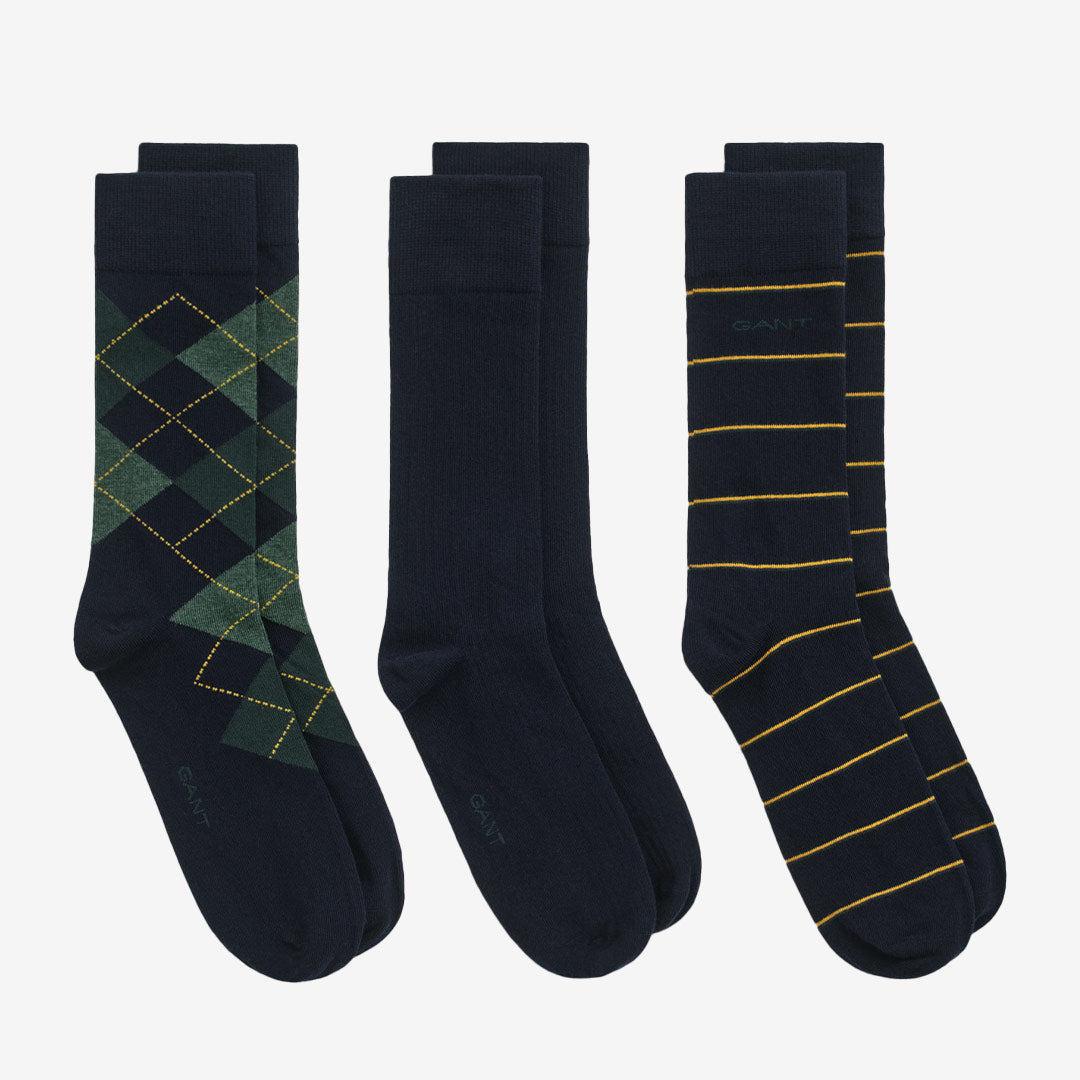 ARGYLE AND STRIPE 3-PACK