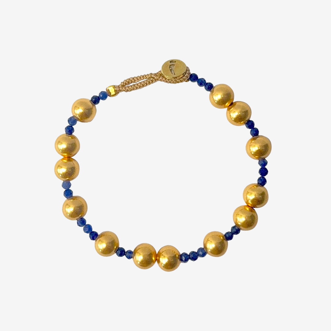 BOF17 BOB FREDDY BLUE SODALITE armband i blått med halvädelstenar och gulddetaljer