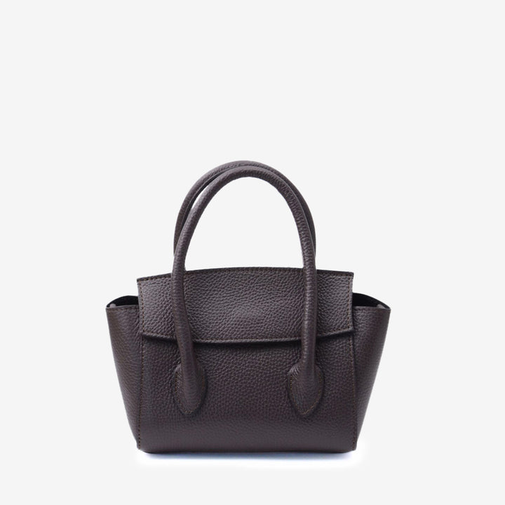 Bari mörkbrun liten läderväska med handtag och axelrem