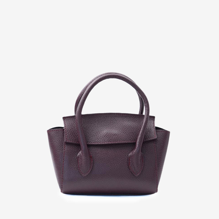 Bari i bordeaux liten läderväska med handtag och axelrem