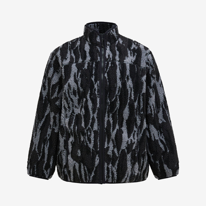 Herr fleecejacka Peak Performance Graphic Pile – färg Winter Shard, med kontrastdetaljer och hel dragkedja