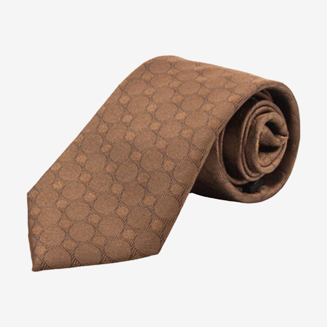 Brun sidenslips 7,5 cm bred, handsydd modell Siljan i 100% siden