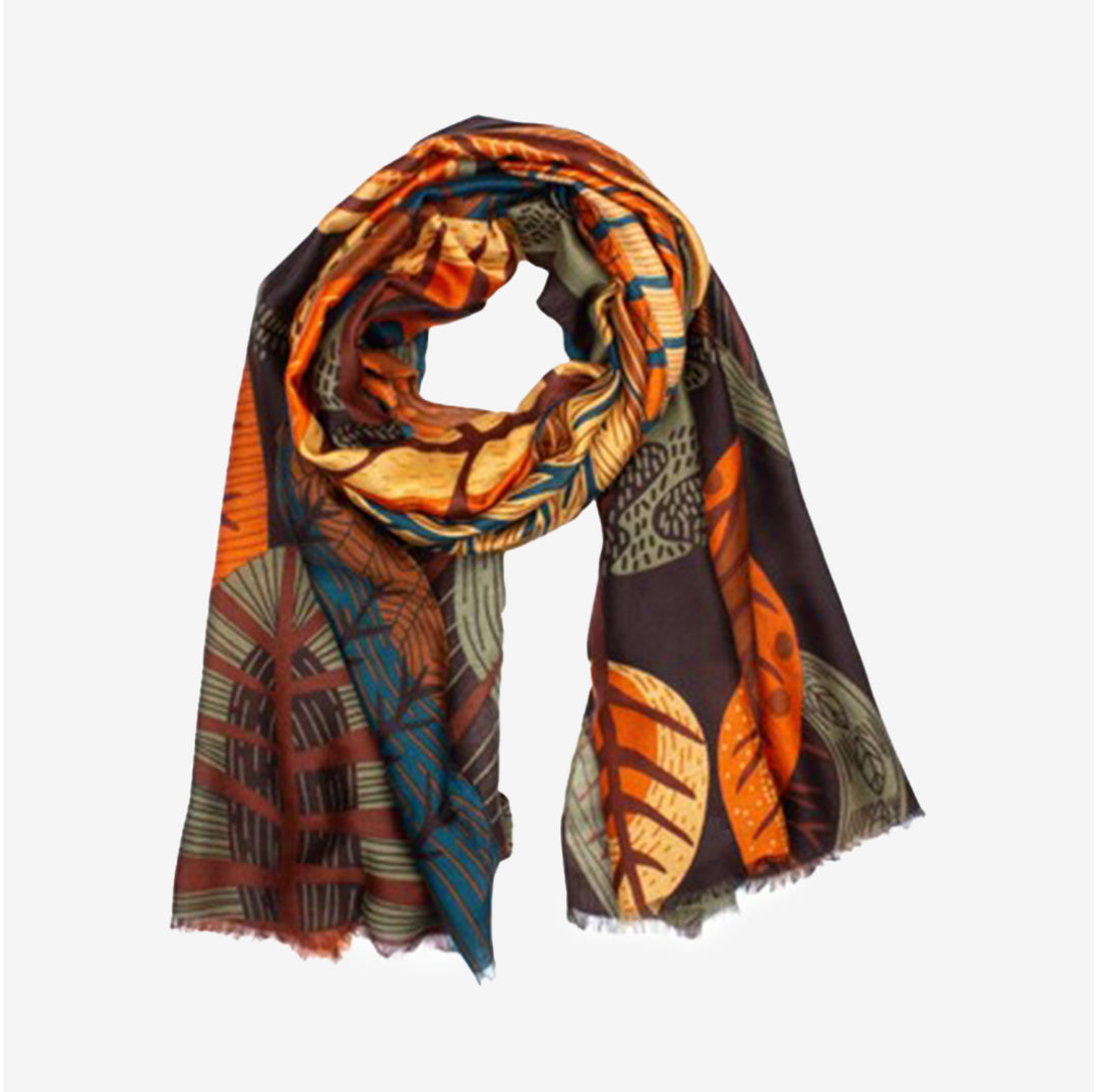 Mönstrad orange sjal i polyester – Venice Scarf Y2661