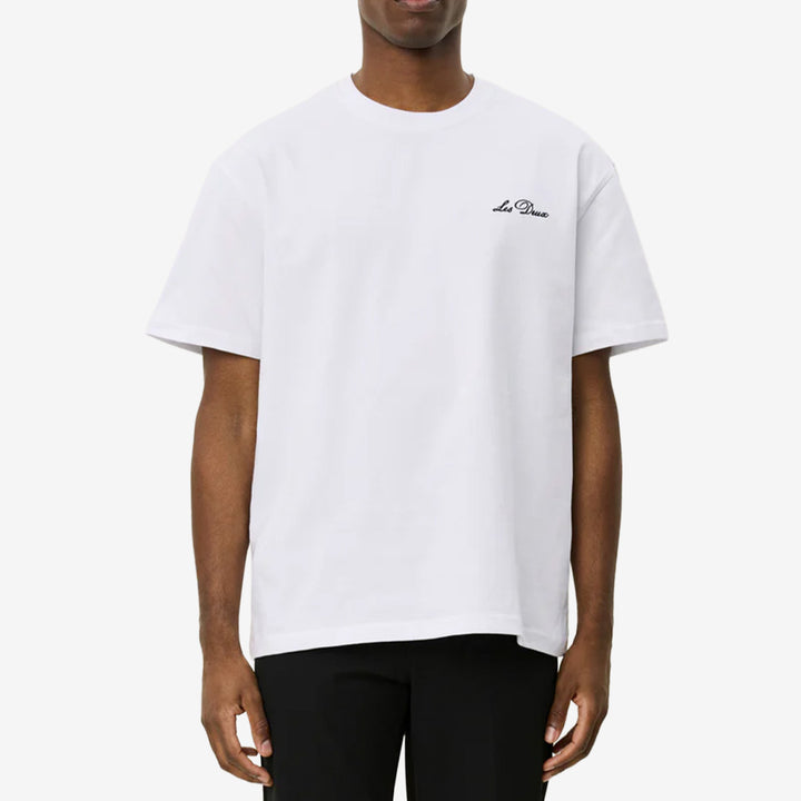 Vit Crew T-Shirt i 100% bomull med svart detalj och rund halsringning