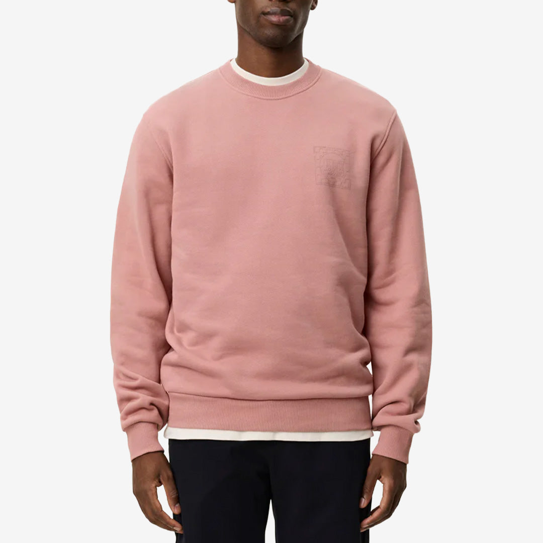 Ben Goods Sweatshirt i Ash Rose Pink med ton-i-ton tryck på bröstet och matchande tryck på ryggen