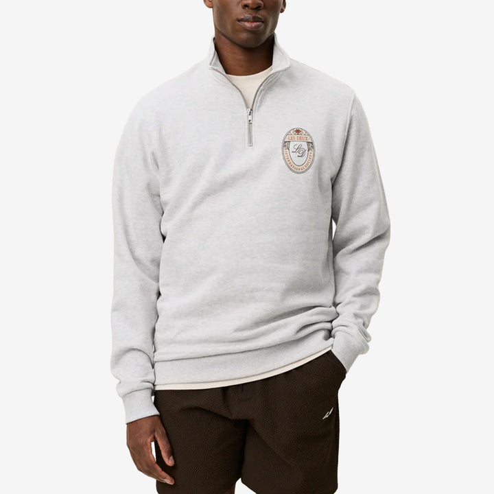 Half-zip sweatshirt Brady Emblem i Snow Melange med blomemblem på bröstet