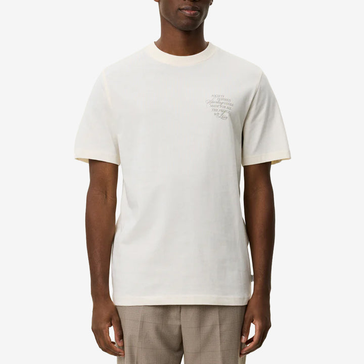T-shirt Ben Faience i Eggnog White med grafiskt tryck på bröst och rygg