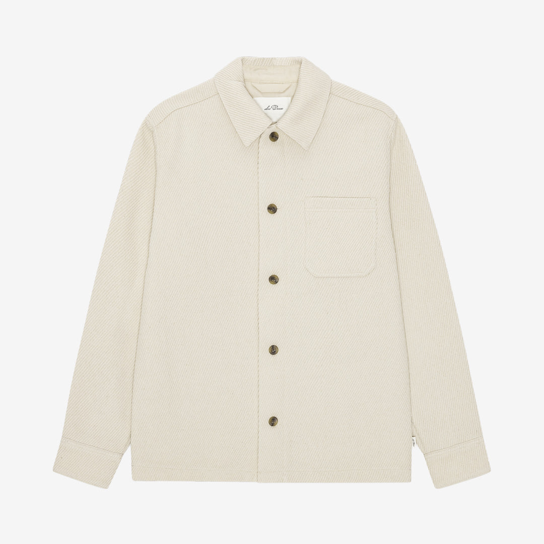 Les Deux Twill Wool Overshirt i ivory med klassisk passform och stilren design i ullblandning.