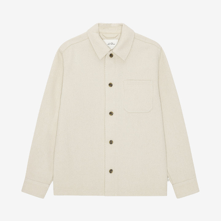 Les Deux Twill Wool Overshirt i ivory med klassisk passform och stilren design i ullblandning.