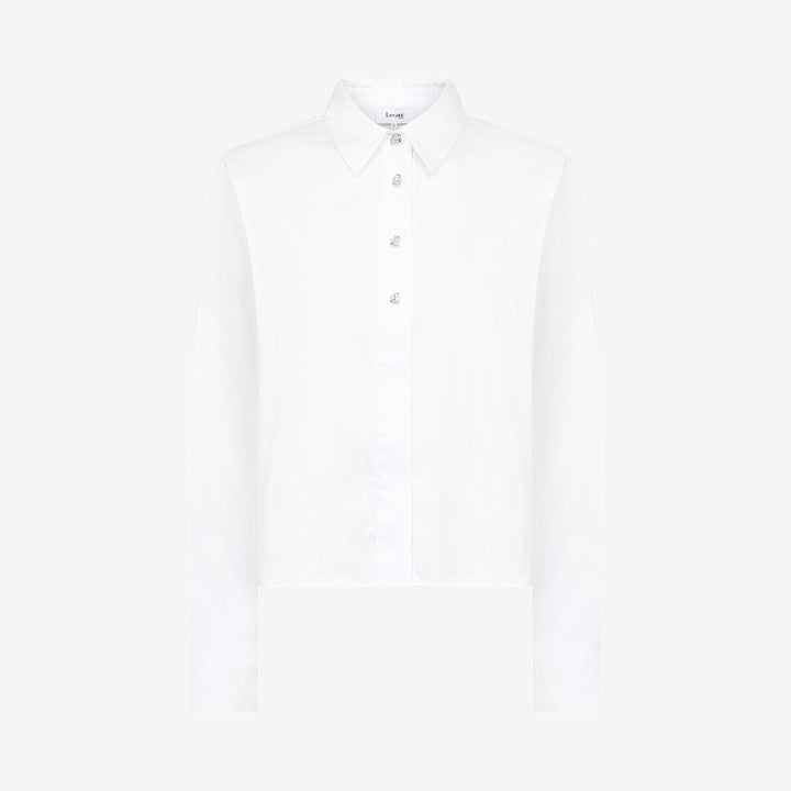 Modern skjorta LR-ISLA SOLID 136 i ekologisk bomull med rak passform och knappstängning