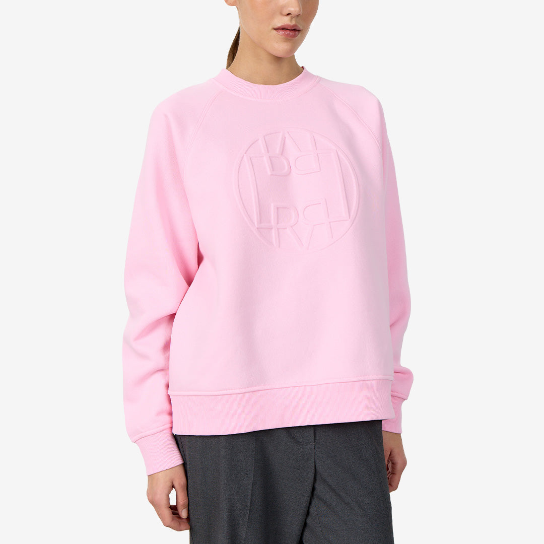 Sweatshirt LR-NUKA 11 Rose med rund halsringning, ribbade muddar och präglad logotyp