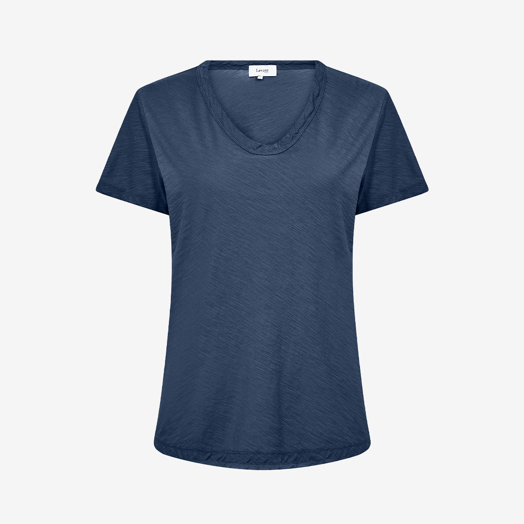 Blå t-shirt LR-ANY 2 Big Dipper i ekologisk bomull med v-ringning och korta ärmar