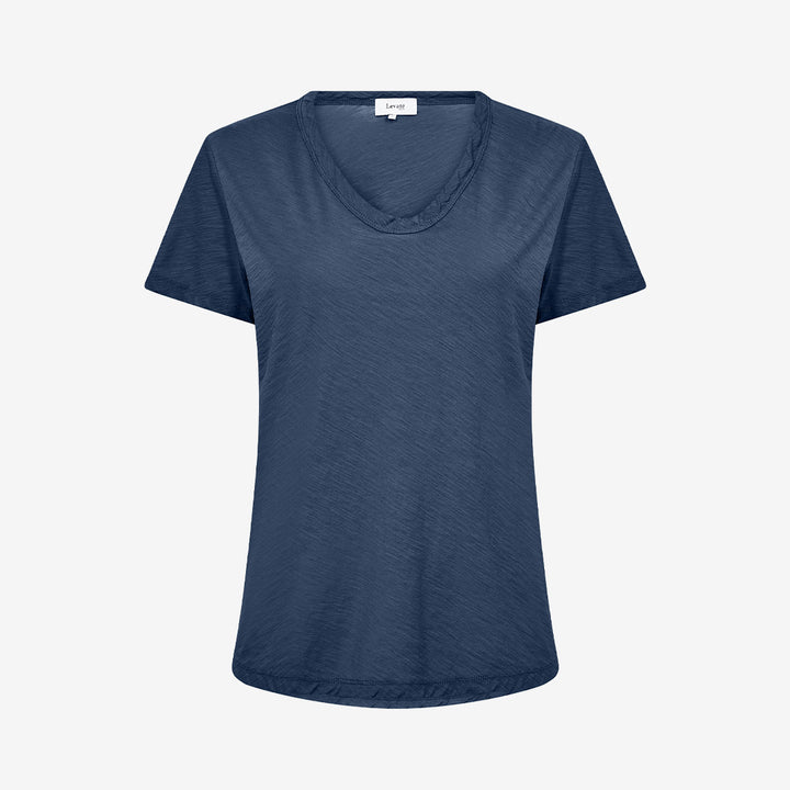 Blå t-shirt LR-ANY 2 Big Dipper i ekologisk bomull med v-ringning och korta ärmar