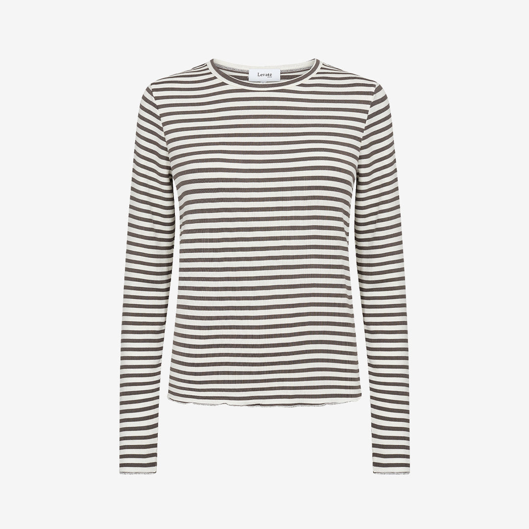 LR-IKA 11 randig T-shirt i färgen Falcon Combi med lång ärm och rund hals