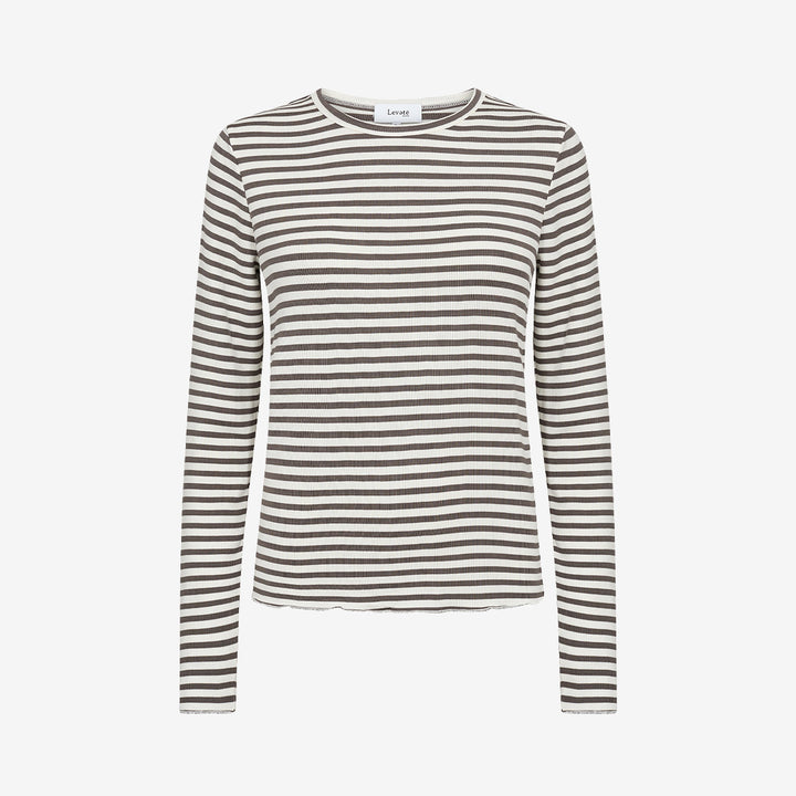 LR-IKA 11 randig T-shirt i färgen Falcon Combi med lång ärm och rund hals