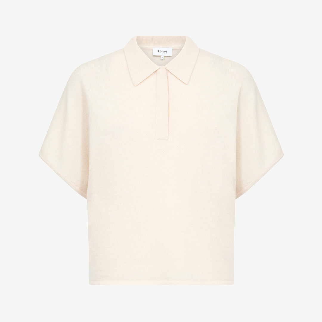 LR-ISMAILA 16 skjorta i färgen Turtledove i merinoull med dold knappslå och rak fåll