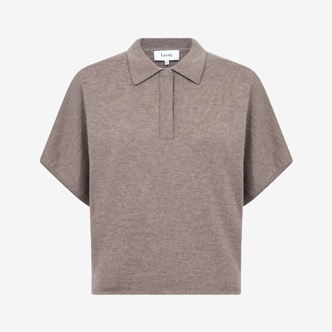 LR-ISMAILA 16 kortärmad skjorta i färgen Falcon i merinoull med rak passform och dold knappslå