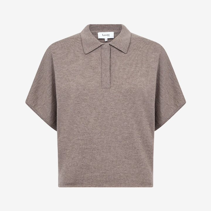 LR-ISMAILA 16 kortärmad skjorta i färgen Falcon i merinoull med rak passform och dold knappslå