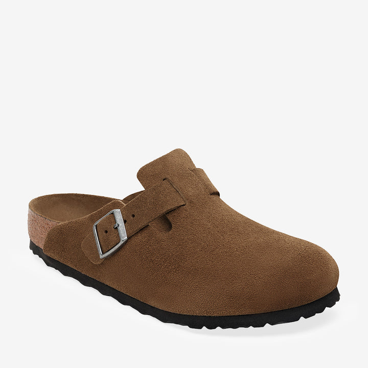 Dark Tea Boston SFB LEVE-sandal i mocka och läder med EVA-sula och korkfotbädd, modell 1030814