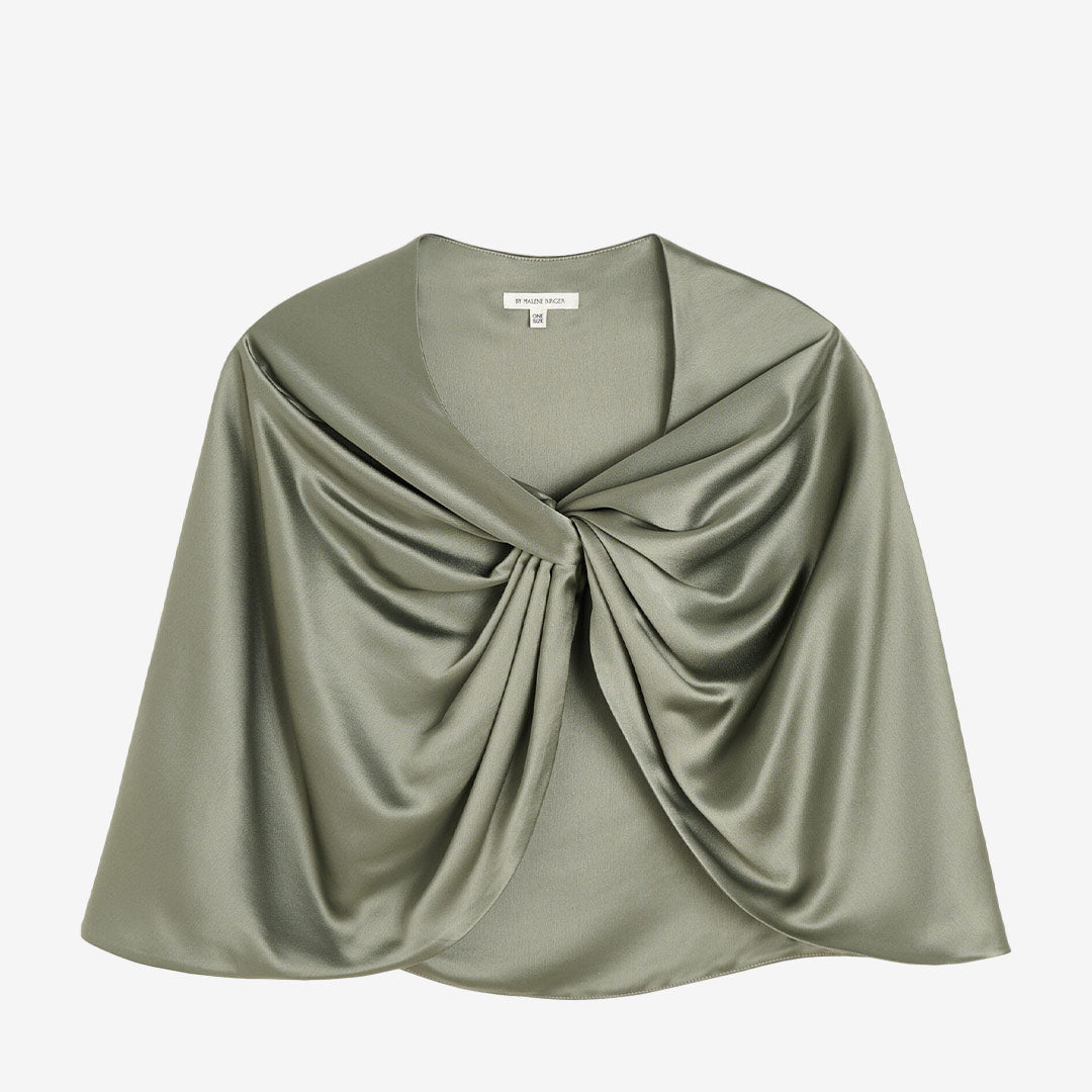 By Malene Birger Pinlos cape deep lichen green satin dam