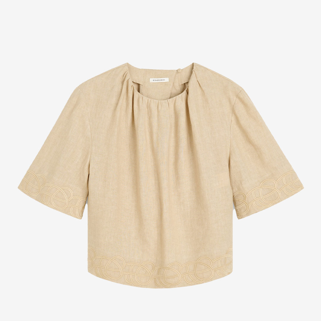 By Malene Birger Marian top dam Old Beige linne topp