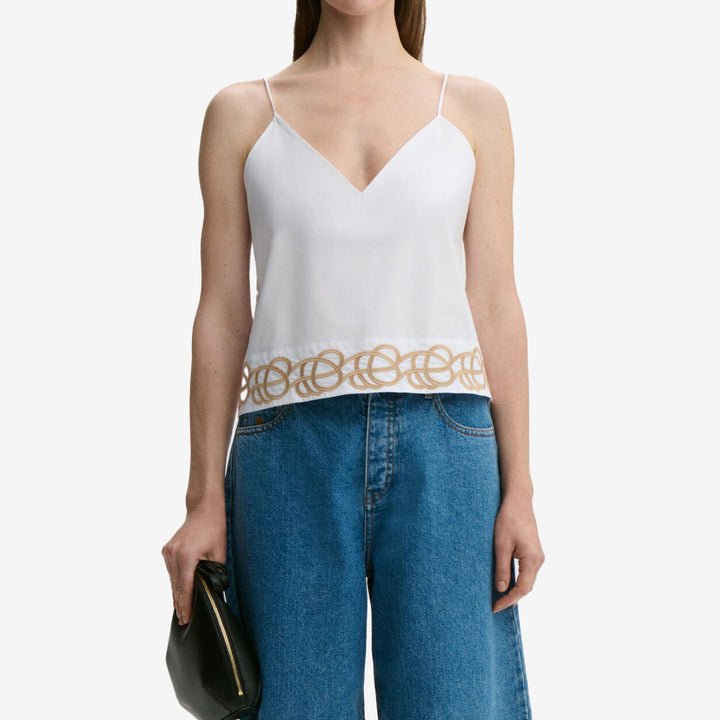 By Malene Birger Jennie top dam Pure White croppad topp