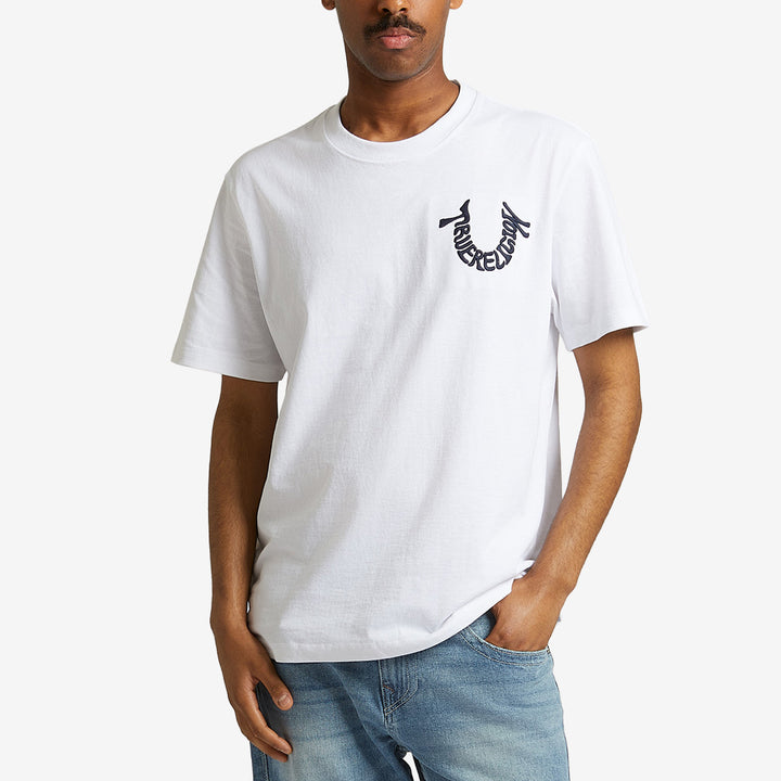 True Religion vit t-shirt i 100% bomull