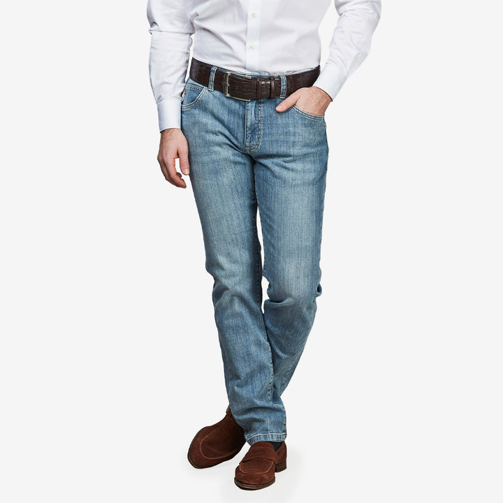 Cape Town Denim light blue jeans med straight fit och YKK-dragkedja