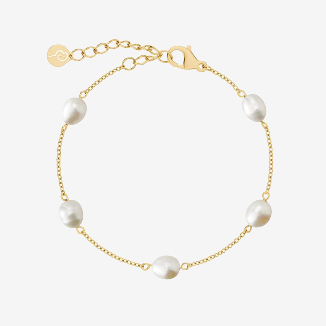 Perla Bracelet Multi Gold armband i guldfärgat rostfritt stål med pärldetaljer