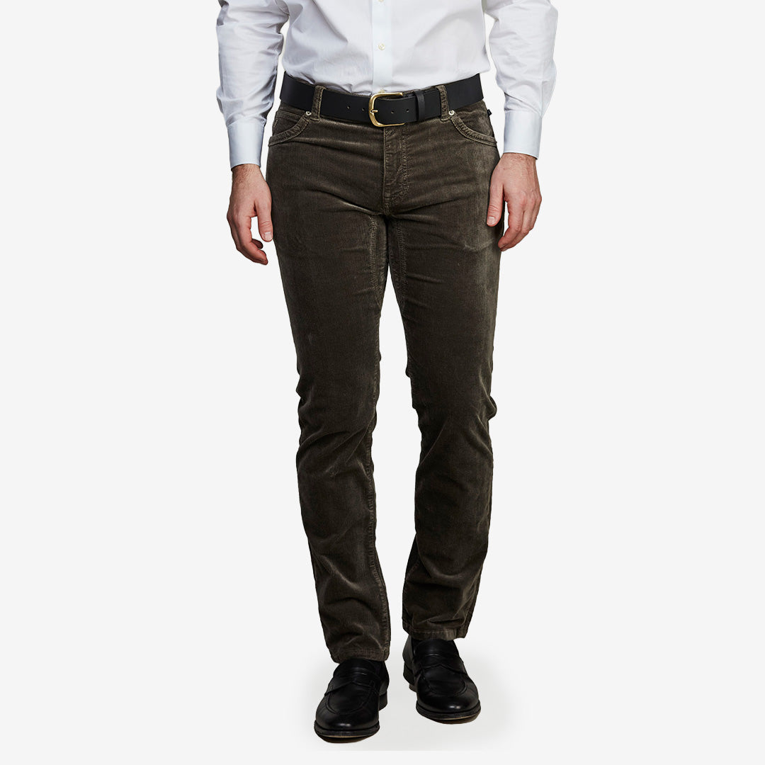 5-PKT Cut'n Sew Cord manchesterbyxa i mörkgrönt med fem fickor