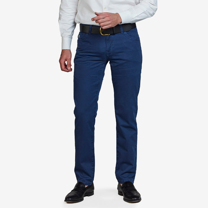 5-PKT Cut'n Sew Fiji Print Mid Blue femficksbyxa med subtilt tryck