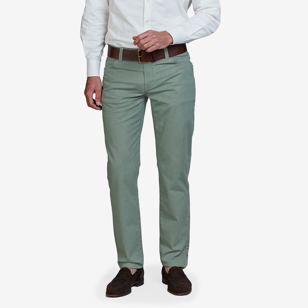 Gröna Hansen & Jacob 5-ficks byxor i twill, modell 12012