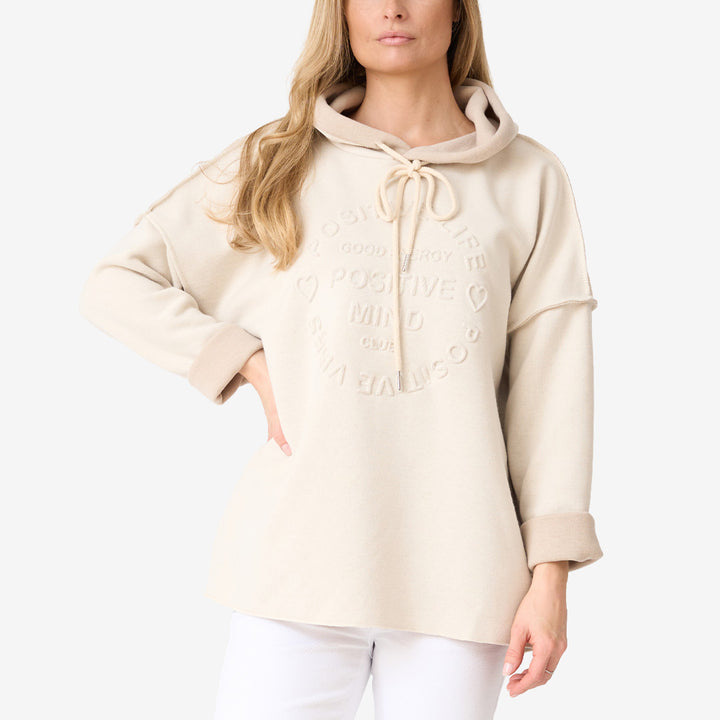 Beige hoodie dam i polyester, rayon och spandex modell 12069